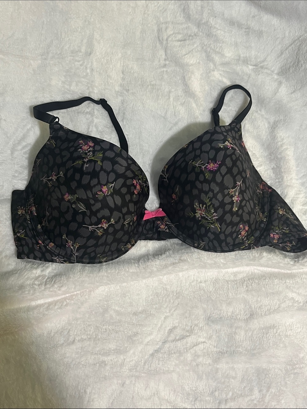Victoria's Secret Black Cheetah/ Floral Demi Bra